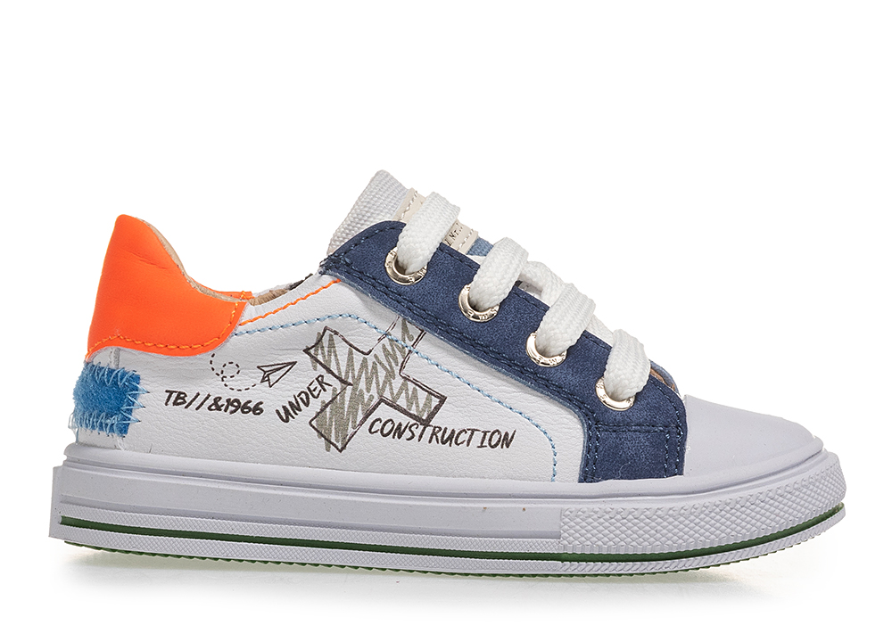shoesme on24s270 c lage veterschoen white blue orange